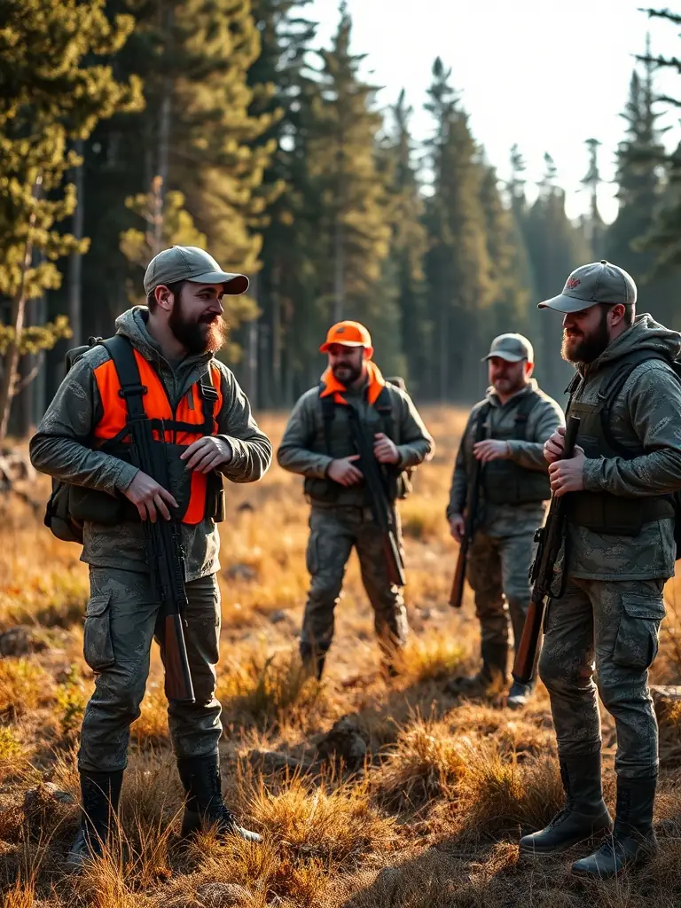 A group of hunters participating in a training session on sustainable population management techniques, demonstrating the organization's dedication to responsible hunting.